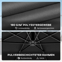 Outsunny Ampelschirm Ø300 cm Sonnenschirm mit Ständer Schutzhülle 360° Drehbar UV-30+ neigbar kippbar Schwarz(m-8)