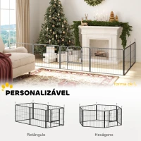 PawHut Parque para Cães de 6 Painéis de 60 cm de Altura Vedações para Cães de Aço Dobrável com Porta para Interior e Exterior Preto(m-4)