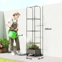 Outsunny Jardinière surélevée avec treillis bac mobile à roulettes trou de drainage, bac de plantation 40 x 40 x 185 cm(m-3)