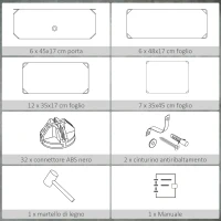 HOMCOM Scarpiera Modulare Salvaspazio con 6 Scatole in Plastica PP e Acciaio, 49x36.5x108 cm, Nero e Trasparente(m-6)