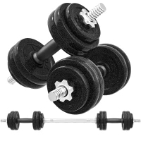 SPORTNOW 2-in-1 Adjustable Dumbbells Set, 30kg Cast Iron Weights Dumbbells Set with Non-Slip Grip for Strength Training, Weight Lifting, Bodybuilding, Home Gym Workout Equipment for Men & Women(m-11)
