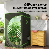 Outsunny Grow Tent 120 x 120 x 200 cm, Reflective Mylar Hydroponic Growing Tent with 600D Oxford Fabric, Observation Window, Vent, Zipper Door for Indoor Plant Growing, Black(m-4)
