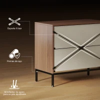 HOMCOM Cómoda com 2 Gavetas de Tecido Frentes com Padrão de Diamante Móvel de Arrumação 59,5x30x54 cm Madeira e Branco(m-7)