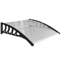 Outsunny Marquise de Proteção para Portas e Janelas 103x96,5 cm com Painéis de Policarbonato e Barras de Alumínio Transparente(m-1)