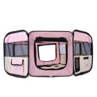 PawHut Parque Dobrável para Cães e Gatos Corralito Portátil para Animais Pequenos Impermeável em Tecido Oxford Ø90x41 cm Rosa(m-11)
