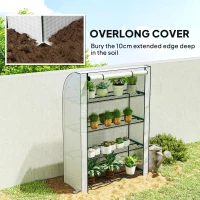 Outsunny Mini Greenhouse with Reinforced PE Cover, Portable Indoor Outdoor Green House with Roll-up Door, 170 x 120 x 50cm, White(m-7)