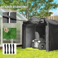 Outsunny 2.2 x 1.6 m Garden Storage Tent, Waterproof Anti-UV Bike Tent with Roll-up Zipper Door, Galvanised Outdoor Storage Shelter Carport for Bike, Motorbike, Garden Tools, Black(m-5)