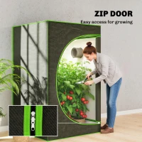 Outsunny Grow Tent 120 x 120 x 200 cm, Reflective Mylar Hydroponic Growing Tent with 600D Oxford Fabric, Observation Window, Vent, Zipper Door for Indoor Plant Growing, Black(m-9)