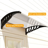 Outsunny Front Door Canopy, Outdoor Awning, Rain Shelter for Window, Porch and Front/Back Door, 103 x 96.5 cm, Clear(m-8)