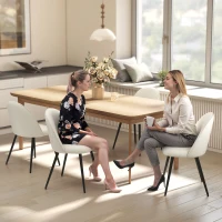 HOMCOM Conjunto de 4 Cadeiras de Sala de Jantar Modernas Cadeiras Estofadas em Veludo com Encosto Alto e Pés de Aço 50x52x83 cm Creme(m-6)