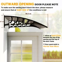 Outsunny Front Door Canopy, Outdoor Awning, Rain Shelter for Window, Porch and Front/Back Door, 103 x 96.5 cm, Brown(m-7)
