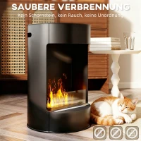 HOMCOM Bio-ethanol haard, vrijstaand, binnen-ethanolhaard, staal, roestvrij staal, glas, zwart(m-6)