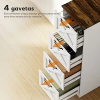 HOMCOM Móvel para Escritório com 4 Gavetas com Trilho Suspenso para A4 e Carta 40x40x131 cm Branco(m-5)