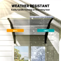 Outsunny Front Door Canopy, Outdoor Awning, Rain Shelter for Window, Porch and Front/Back Door, 103 x 96.5 cm, Clear(m-6)