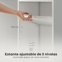 HOMCOM Librería de 4 Niveles Estantería para Libros Moderna con Estantes Abiertos y Puerta 40x30x120 cm Blanco(m-5)
