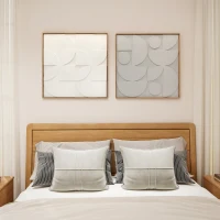 HOMCOM Decoração de Parede em Madeira 3D Conjunto de 2 Peças com 80 cm e Padrões Geométricos Branco(m-8)