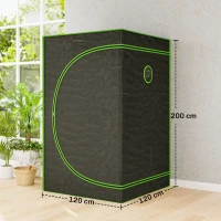 Outsunny Grow Tent 120 x 120 x 200 cm, Reflective Mylar Hydroponic Growing Tent with 600D Oxford Fabric, Observation Window, Vent, Zipper Door for Indoor Plant Growing, Black(m-3)