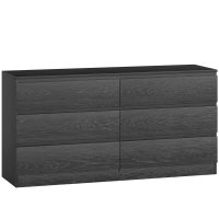 HOMCOM Cómoda com 6 Gavetas Estilo Moderno 140x40x71 cm Preto com Efeito Madeira