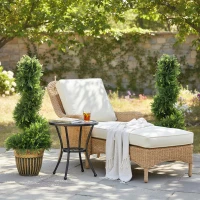 HOMCOM Set of 2 Artificial Plants, Topiary Spiral Boxwood Cypress Trees with Pot, for Home Indoor Outdoor Decor, 90cm(m-2)