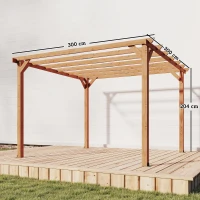 Outsunny Pérgola de madera cenador exterior estructura robusta con postes 90 mm y 7 vigas 3 x 3 m efecto madera de arce(m-3)