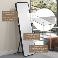 HOMCOM Oglindă corp întreg cu lumină LED Oglindă de podea 151,5x50 cm Independentă sau pentru perete cu lumină reglabilă în 3 culori(m-4)