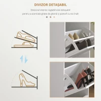 HOMCOM Dulap Spațios pentru Pantofi cu 3 Sertare Rabatabile pentru 15 Perechi de Pantofi, 54x24x117,5 cm, Alb(m-6)