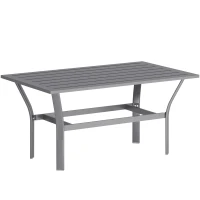 Outsunny Măsuță laterală din metal masă de balcon cu design cu lamele rezistentă la intemperii masă de cafea pentru grădină 91,5 x 55 x 45 cm Gri închis(m-1)