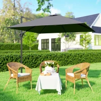 Outsunny Patio Offset Parasol Umbrella - Dark Grey(m-8)