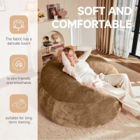 Large Bean Bag Sofa Chair with Eco-Friendly Bead Filling, Space-Saving Couch, Reading Lounger for Adults, 150L x 150W x 60H cm, Coffee(m-4)