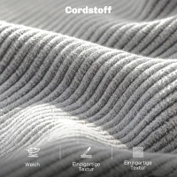 HOMCOM Sofa 3-osobowa, kanapa z podłokietnikami, tapicerowana sofa w sztruksowym stylu do salonu Jasnoszary(m-5)