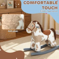 AIYAPLAY Baby Rocking Horse, Plush Animal Rocker with Realistic Sound and Toy, Rocking Toy Chair for Kids Aged 2-5, Brown(m-6)