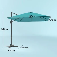 Outsunny Patio Offset Parasol Umbrella - Blue(m-3)