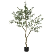 HOMCOM Măslin artificial, plantă artificială, măslin realist în ghiveci, 180 cm, plastic, verde(m-5)