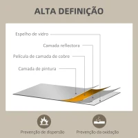 HOMCOM Espelho de Casa de Banho 70x90 cm Espelho de Parede Decorativo para Sala Entrada Corredor Horizontal ou Vertical Madeira(m-6)