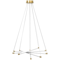 HOMCOM Lampă de tavan LED, 50 W, 5 tuburi de lumină ajustabile, reglabilă, corp de iluminat pentru living, sufragerie, bucătărie, Auriu+Alb