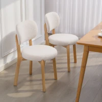 HOMCOM Set de 2 scaune pentru sufragerie, scaune de bucătărie tapițate, picioare din lemn de hevea, 46,5 x 52 x 80 cm, crem(m-4)