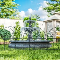 Outsunny Gard de grădină Gard Oțel 300 cm x 70 cm înălțime Gard decorativ din grilaj Set elemente de gard Negru(m-5)