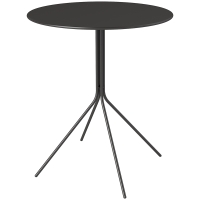 Outsunny Masă de grădină Ø60 x 71 cm, Masă pentru balcon din oțel rezistentă la intemperii, Masă auxiliară rotundă cu tampoane pentru picioare Negru