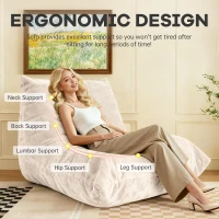 Soft Bean Bag Lazy Sofa with Ergonomic Full-Body Support, Couch with High-Rebound, Stain-Resistant Sponge, 110L x 90W x 67H cm, White(m-5)