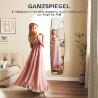 HOMCOM Wandspiegel spiegel met metalen frame, decoratieve hangspiegel voor hal, 160 x 40 x 3 cm, goud(m-5)