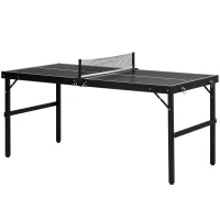 SPORTNOW Set de tenis de masă, pliabil, încuietoare și mâner, cadru din aluminiu, 152x76x72 cm, Negru(m-6)