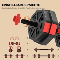 SPORTNOW 6-in-1 Hantelset Kurzhantel Set Kurzhanteln Langhanteln verstellbar 15 KG für Krafttraining Zuhause(m-5)
