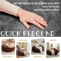 Large Bean Bag Sofa Chair with Eco-Friendly Bead Filling, Foldable Design, Reading Lounger for Adults, 150L x 150W x 60H cm, Dark Gray(m-6)