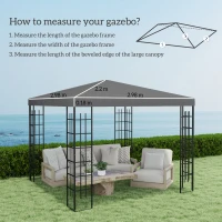 Outsunny Prelată de rezervă 3 x 3 m pentru pavilion, prelată pentru pavilion de grădină, cu orificii de scurgere, UPF30+, gri închis(m-3)