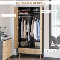 Homcom Dulap Lemn Gri inchis – 2 Usi, Compartimente si Sertare(m-5)