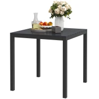 Outsunny Masă de grădină din aluminiu 73x73 cm, rezistentă la intemperii, masă bufet cu aspect de lemn, masă de camping pentru 4 persoane, Negru(m-6)