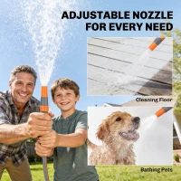 Outsunny Retractable Hose Reel Wall Mounted, 30+2m Garden Hose Pipe Reel with Auto Retraction, Self-Locking, Orange(m-7)