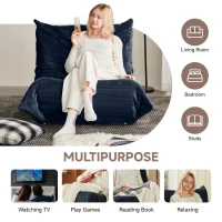 Cosy Corduroy Floor Chair with Neck and Legs Support and Deepened Seat, Sturdy Backrest with Extra-Thick, 105L x 95W x 85H cm, Blue(m-4)