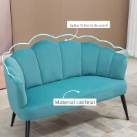 Homcom Canapea Catifea Verde 132 cm – Tapitata, Moderna & Compacta(m-4)