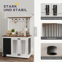 PawHut Hondenkooi met opbergplank voor speelgoed, haken voor lijnen, Krijtbord, Gum, voor grote honden, Wit(m-8)